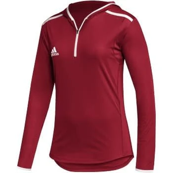 Adidas Team Issue 1/4 Zip Hoodie Red Women's